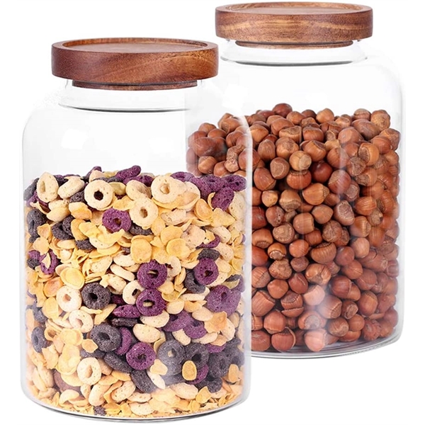 Thicken Glass Storage Jar Food Container With Wooden Lid - Thicken Glass Storage Jar Food Container With Wooden Lid - Image 3 of 5