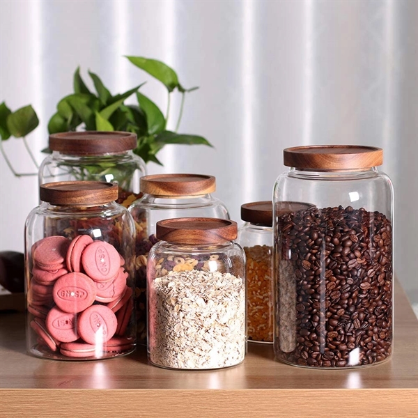 Thicken Glass Storage Jar Food Container With Wooden Lid - Thicken Glass Storage Jar Food Container With Wooden Lid - Image 4 of 5