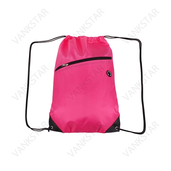 Drawstring Backpack With Earphone Hole - Drawstring Backpack With Earphone Hole - Image 1 of 3