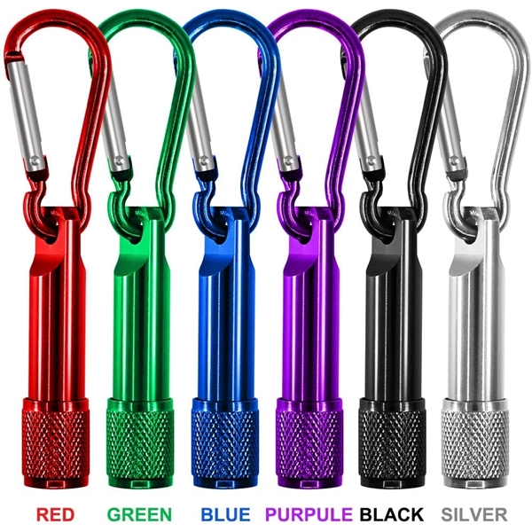 Mini Aluminum Flashlight With Carabiner - Mini Aluminum Flashlight With Carabiner - Image 1 of 6