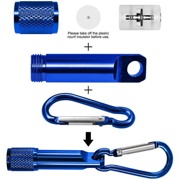 Mini Aluminum Flashlight With Carabiner - Mini Aluminum Flashlight With Carabiner - Image 2 of 6