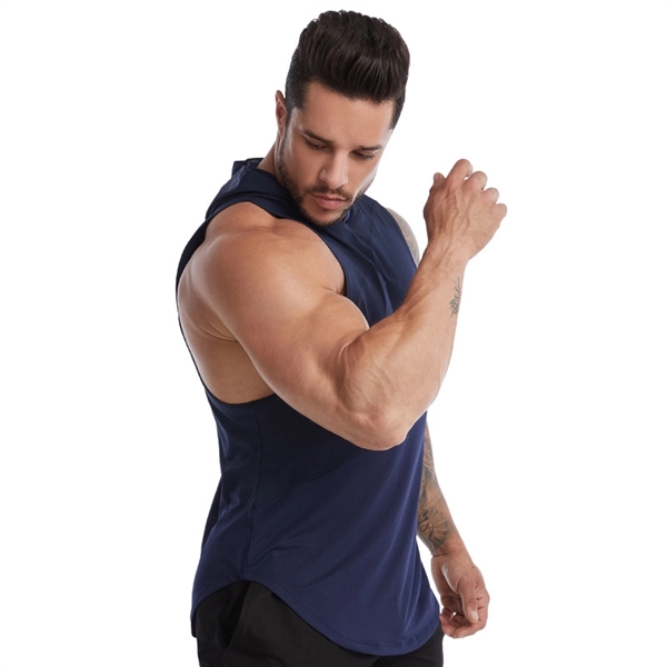 Men's Workout Tank Tops Gym Sleeveless Hoodies Dry fit Vest - Men's Workout Tank Tops Gym Sleeveless Hoodies Dry fit Vest - Image 1 of 5