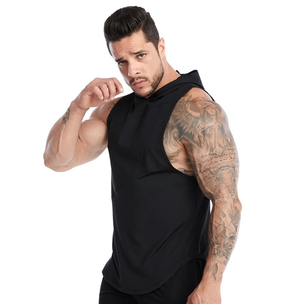 Men's Workout Tank Tops Gym Sleeveless Hoodies Dry fit Vest - Men's Workout Tank Tops Gym Sleeveless Hoodies Dry fit Vest - Image 4 of 5