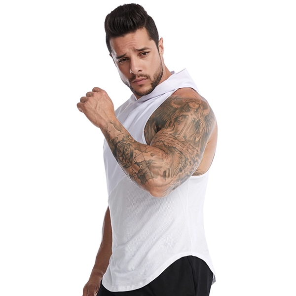 Men's Workout Tank Tops Gym Sleeveless Hoodies Dry fit Vest - Men's Workout Tank Tops Gym Sleeveless Hoodies Dry fit Vest - Image 5 of 5
