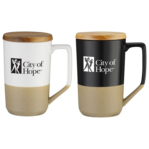 15oz Ceramic Mug Wood Lid - 15oz Ceramic Mug Wood Lid - Image 0 of 4