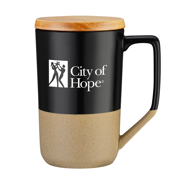 15oz Ceramic Mug Wood Lid - 15oz Ceramic Mug Wood Lid - Image 1 of 4