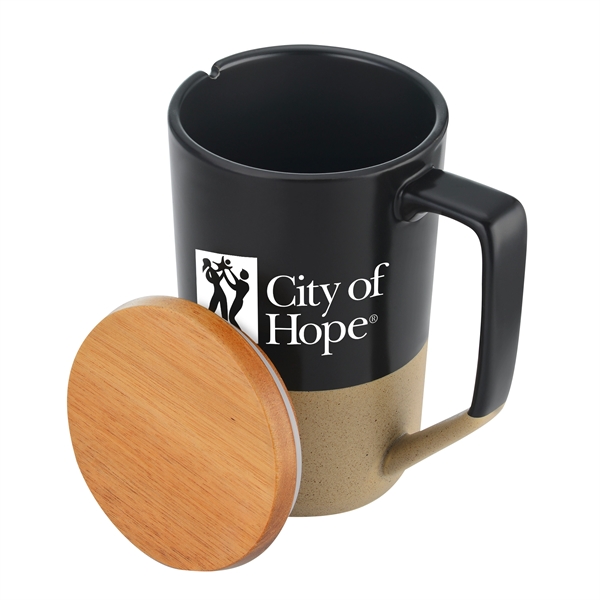 15oz Ceramic Mug Wood Lid - 15oz Ceramic Mug Wood Lid - Image 2 of 4