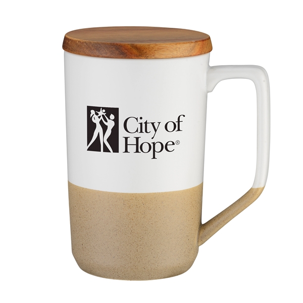 15oz Ceramic Mug Wood Lid - 15oz Ceramic Mug Wood Lid - Image 3 of 4