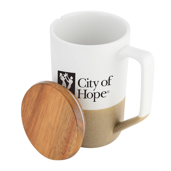 15oz Ceramic Mug Wood Lid - 15oz Ceramic Mug Wood Lid - Image 4 of 4