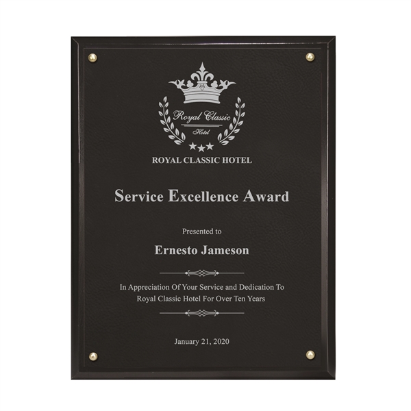 Classic Leatherette on Black Plaque - Small