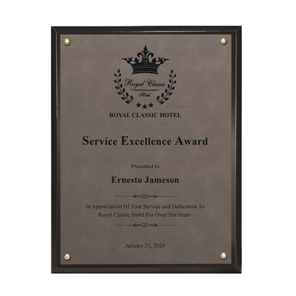 Classic Leatherette on Black Plaque - Grey