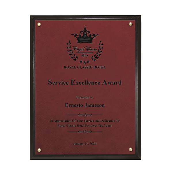 Classic Leatherette on Black Plaque - Rose