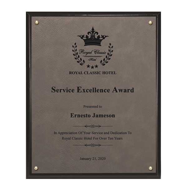 Classic Leatherette on Black Plaque - Grey