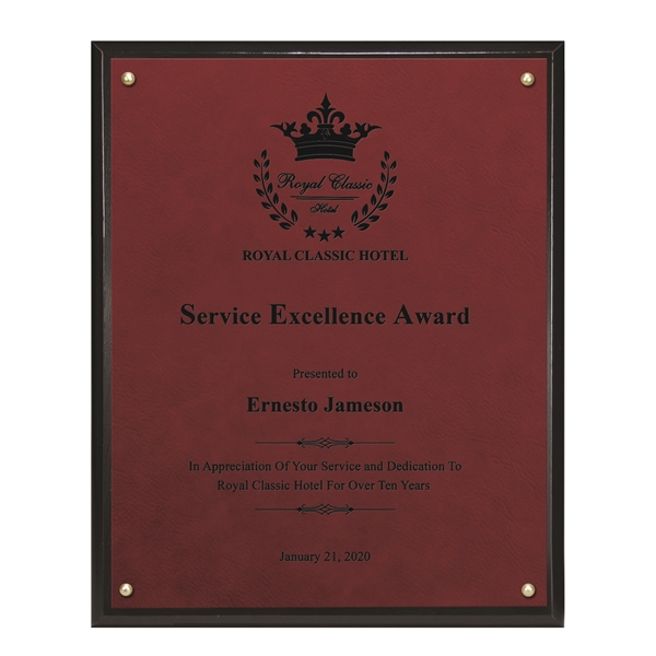 Classic Leatherette on Black Plaque - Rose