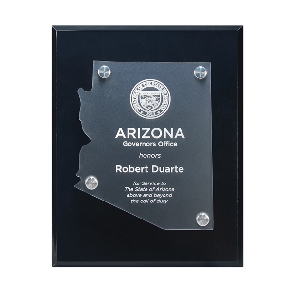 Frosted Acrylic State Cutout on Black Plaque