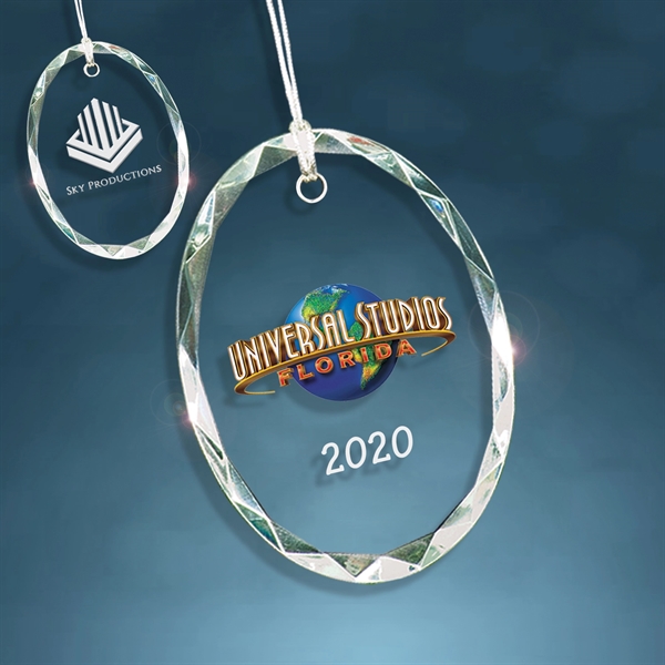 Crystal Faceted Oval Christmas Ornament