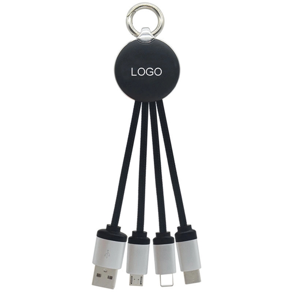 Luminous Braided 3 In 1 Usb Charging Cable With Led Logo - Luminous Braided 3 In 1 Usb Charging Cable With Led Logo - Image 0 of 2