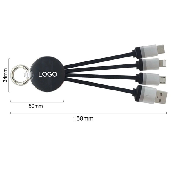 Luminous Braided 3 In 1 Usb Charging Cable With Led Logo - Luminous Braided 3 In 1 Usb Charging Cable With Led Logo - Image 1 of 2