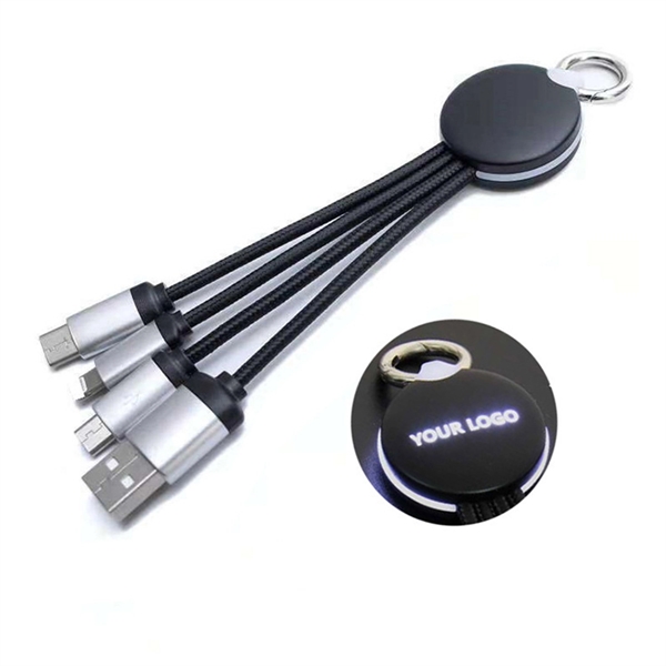 Luminous Braided 3 In 1 Usb Charging Cable With Led Logo - Luminous Braided 3 In 1 Usb Charging Cable With Led Logo - Image 2 of 2