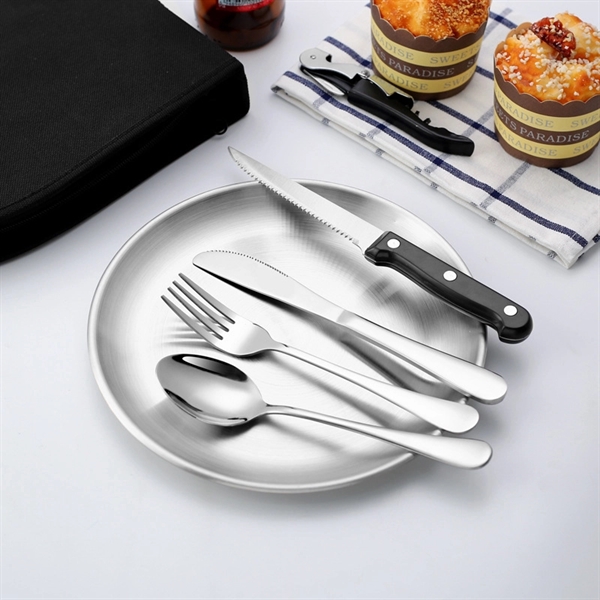 Camping Silverware Kit Cutlery Organizer Utensil Picnic Set - Camping Silverware Kit Cutlery Organizer Utensil Picnic Set - Image 3 of 5