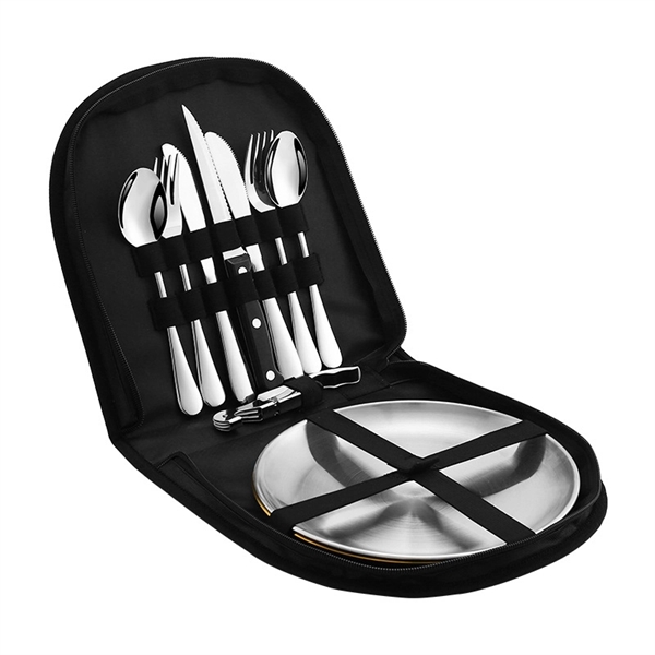 Camping Silverware Kit Cutlery Organizer Utensil Picnic Set - Camping Silverware Kit Cutlery Organizer Utensil Picnic Set - Image 4 of 5