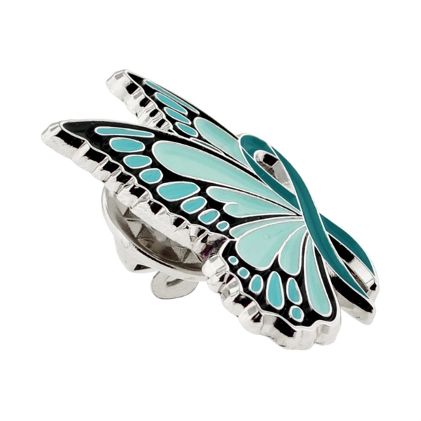 Teal Ribbon Butterfly Pin - Teal Ribbon Butterfly Pin - Image 1 of 1