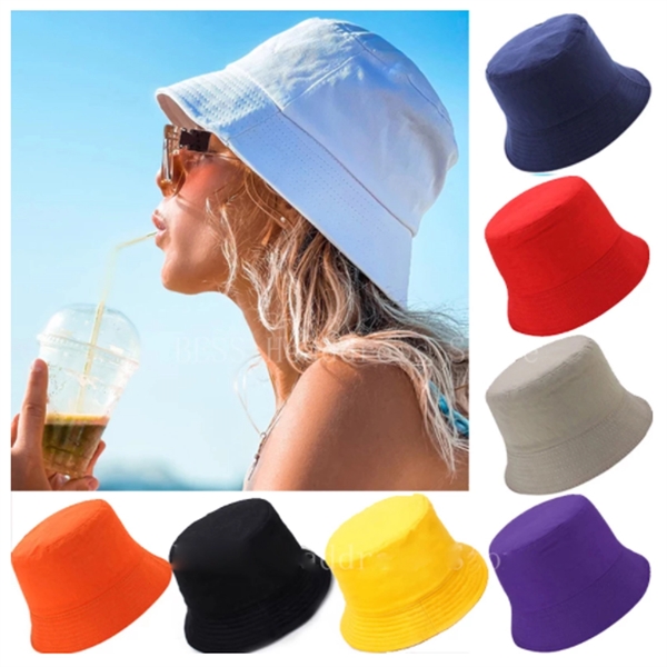 Cotton Bucket Hat Sun Plain Colors - Cotton Bucket Hat Sun Plain Colors - Image 1 of 3