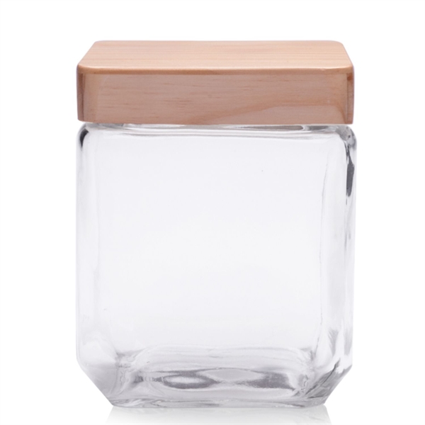 41 oz. Candy Jars Square Glass with Wooden Lid