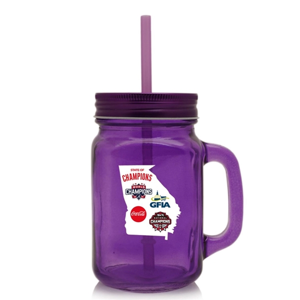 15 oz. Colored Mason Jars with Handle - 15 oz. Colored Mason Jars with Handle - Image 1 of 5