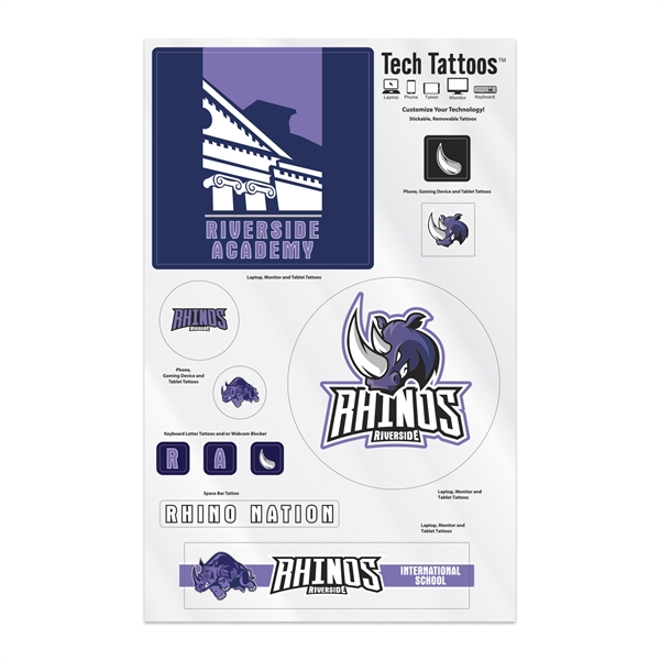 Custom Tech Tattoos Decal / 11 Stock Shapes (7"x11" Sheet)