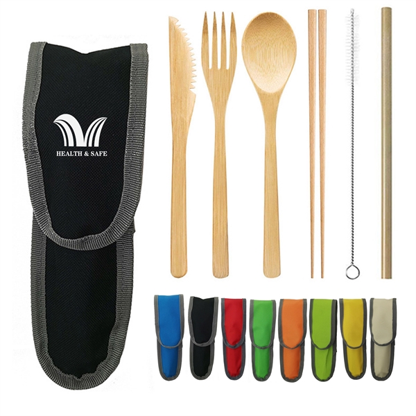 6 Pcs Bamboo Cutlery Set - 6 Pcs Bamboo Cutlery Set - Image 0 of 4