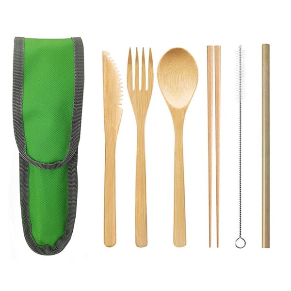 6 Pcs Bamboo Cutlery Set - 6 Pcs Bamboo Cutlery Set - Image 1 of 4
