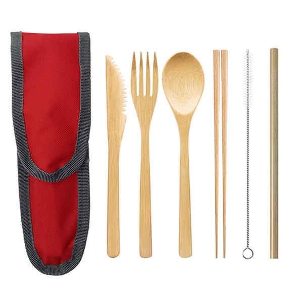 6 Pcs Bamboo Cutlery Set - 6 Pcs Bamboo Cutlery Set - Image 2 of 4