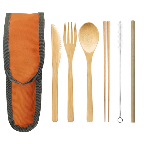 6 Pcs Bamboo Cutlery Set - 6 Pcs Bamboo Cutlery Set - Image 3 of 4