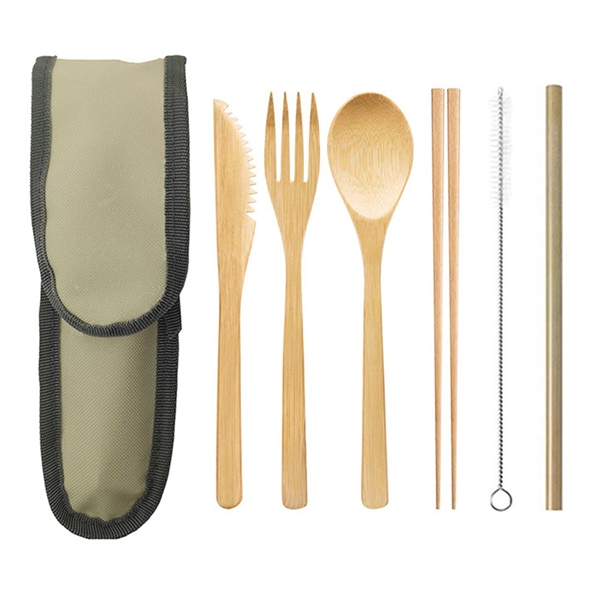 6 Pcs Bamboo Cutlery Set - 6 Pcs Bamboo Cutlery Set - Image 4 of 4