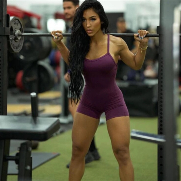 Women Sleeveless Short Sports Bodysuit - Women Sleeveless Short Sports Bodysuit - Image 2 of 4