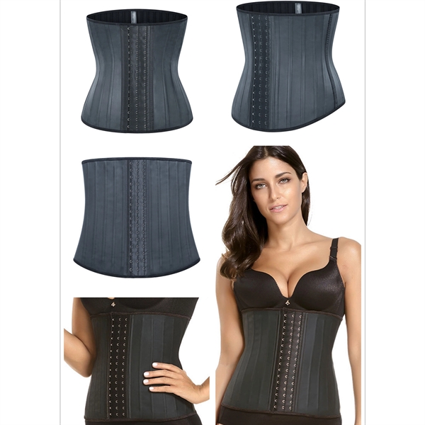 Women Latex Underbust Corsets 3 Hooks Hourglass Body Shaper - Women Latex Underbust Corsets 3 Hooks Hourglass Body Shaper - Image 2 of 4