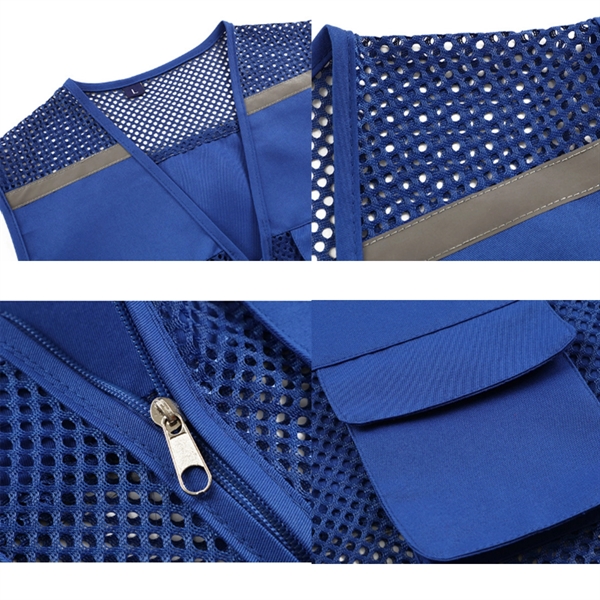 Multi-Pocket Volunteer Vest With Reflective Stripe - Multi-Pocket Volunteer Vest With Reflective Stripe - Image 2 of 3