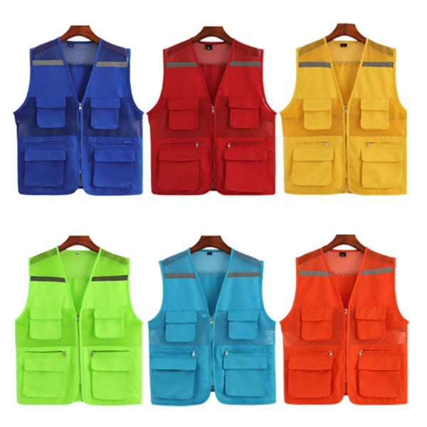 Multi-Pocket Volunteer Vest With Reflective Stripe - Multi-Pocket Volunteer Vest With Reflective Stripe - Image 3 of 3