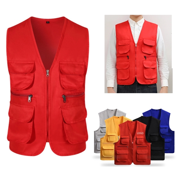 Multi-Pocket Vest Volunteer Activities Overall With Zipper - Multi-Pocket Vest Volunteer Activities Overall With Zipper - Image 0 of 3