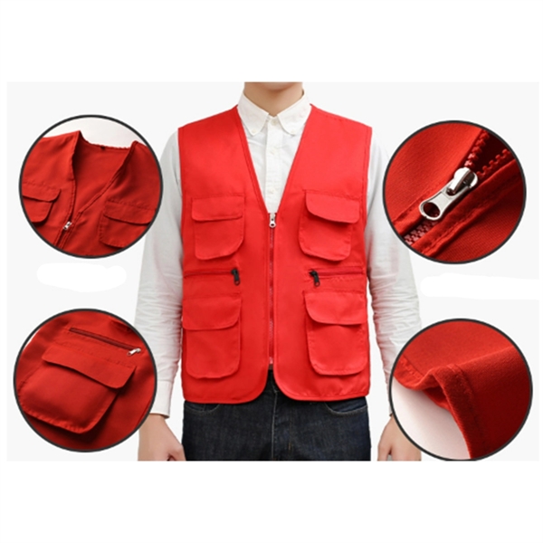 Multi-Pocket Vest Volunteer Activities Overall With Zipper - Multi-Pocket Vest Volunteer Activities Overall With Zipper - Image 1 of 3