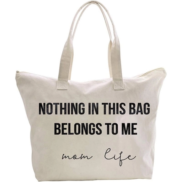 Large Canvas Bag With Zipper And Pocket - Large Canvas Bag With Zipper And Pocket - Image 0 of 4
