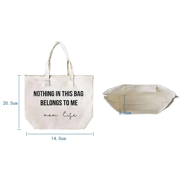 Large Canvas Bag With Zipper And Pocket - Large Canvas Bag With Zipper And Pocket - Image 4 of 4