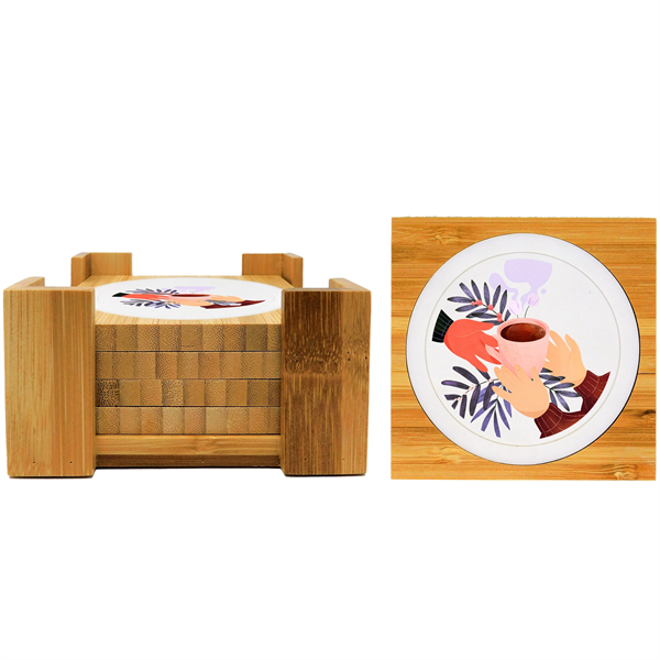 4 Pc. Spectrum Bamboo Coaster Set - 4 Pc. Spectrum Bamboo Coaster Set - Image 0 of 0