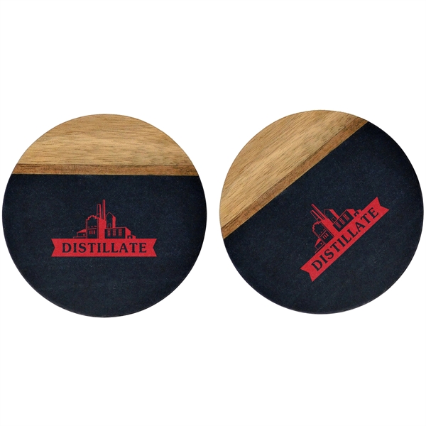 Custom Nightfall 2 Pc. Slate & Acacia Wood Coaster Set