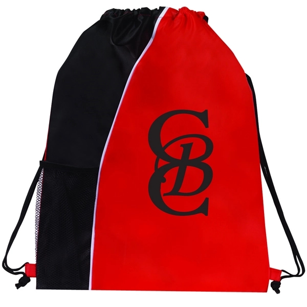210D Polyester Drawstring Sport & Gym Backpack w/ Pocket - 210D Polyester Drawstring Sport & Gym Backpack w/ Pocket - Image 3 of 3