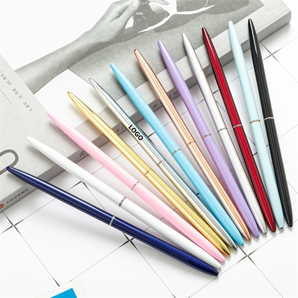 Slim Metallic Ballpoint Pen - Slim Metallic Ballpoint Pen - Image 0 of 5