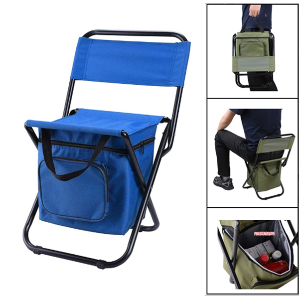 Backrest Stool Compact Folding Chair With Cooler Bag - Backrest Stool Compact Folding Chair With Cooler Bag - Image 0 of 2