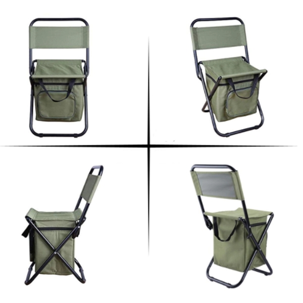Backrest Stool Compact Folding Chair With Cooler Bag - Backrest Stool Compact Folding Chair With Cooler Bag - Image 1 of 2