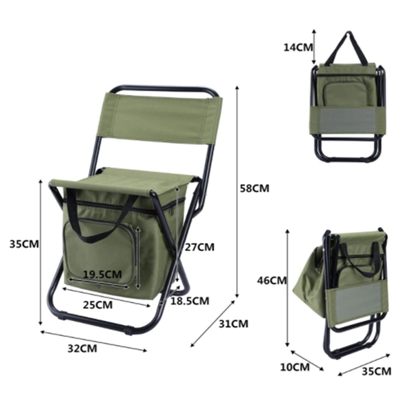 Backrest Stool Compact Folding Chair With Cooler Bag - Backrest Stool Compact Folding Chair With Cooler Bag - Image 2 of 2